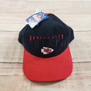 NEW VINTAGE Kansas City Chiefs Hat‎ Cap Mens Strap Back Black Red Football Adult